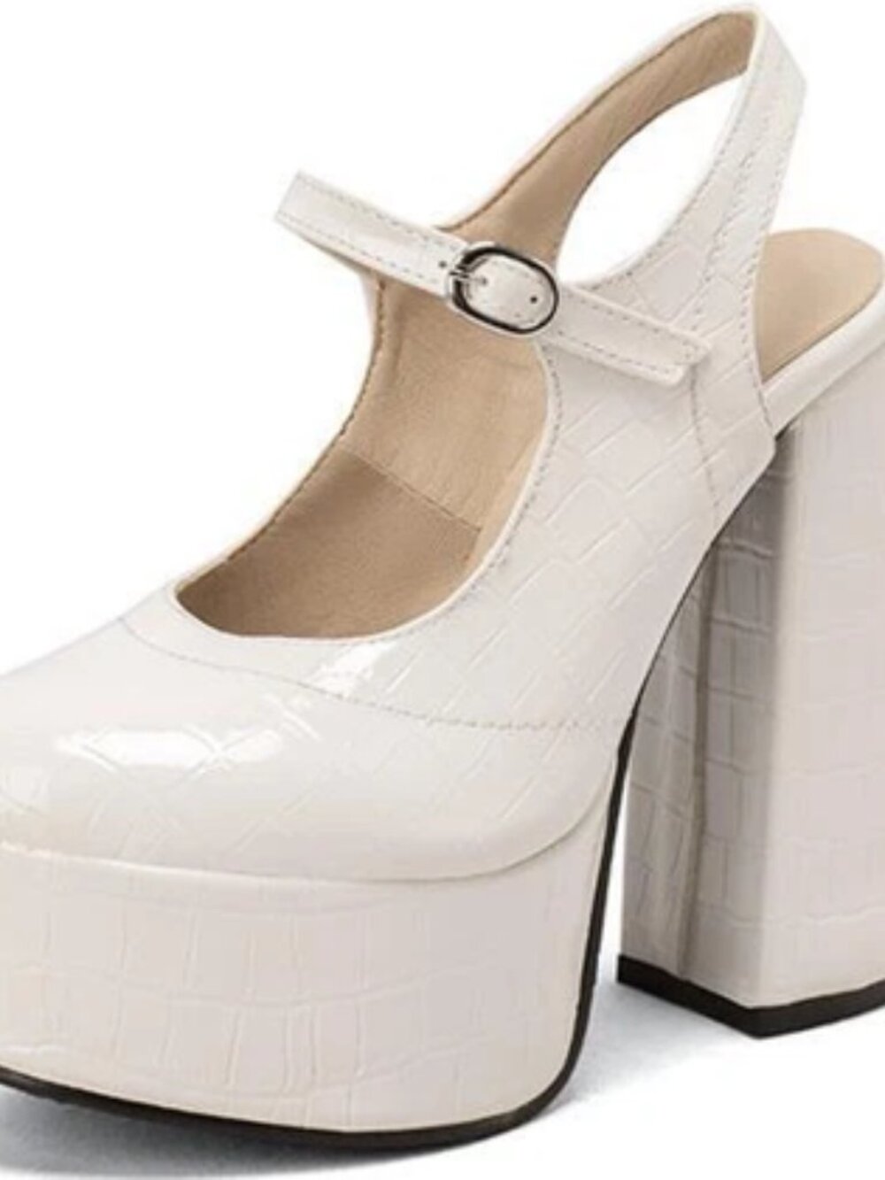 Women's Mary Janes Slingbacks High Heels Dress Shoes Platform Alligator Pattern